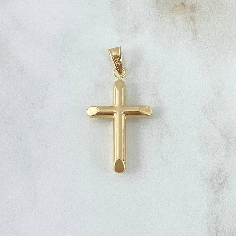Dije Cruz 0.65gr / 3cm / Lisa Troquelada Oro Amarillo 18K