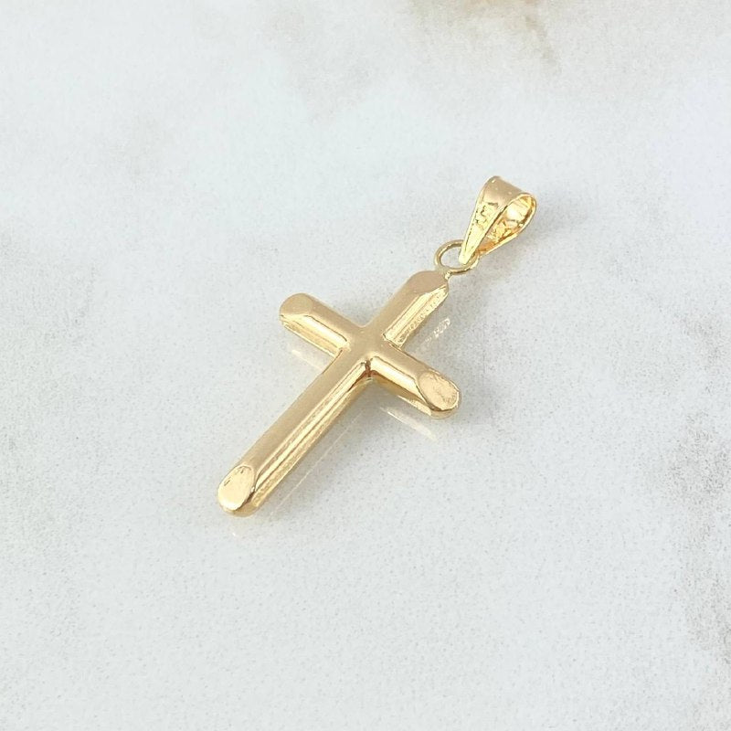 Dije Cruz 0.65gr / 3cm / Lisa Troquelada Oro Amarillo 18K