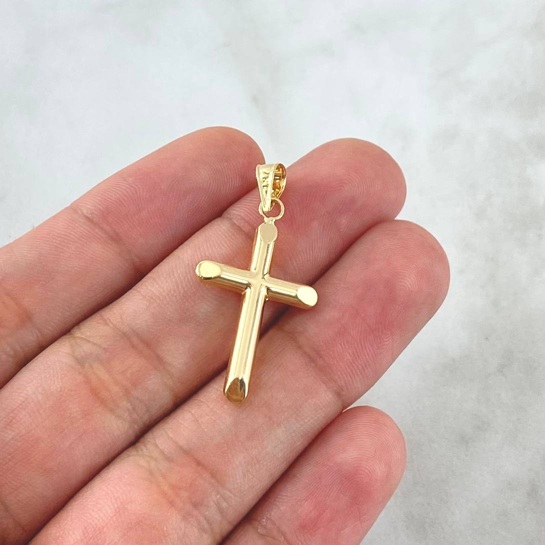 Dije Cruz 0.65gr / 3cm / Lisa Troquelada Oro Amarillo 18K