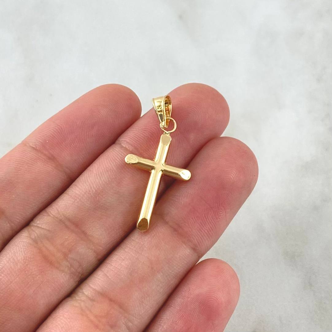 Dije Cruz 0.55gr / 3cm / Lisa Troquelada Oro Amarillo 18K