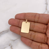 Dije Placa Rectangular 2gr / 2.4cm-2.1*1.5cm / Lisa Oro Amarillo 18K &