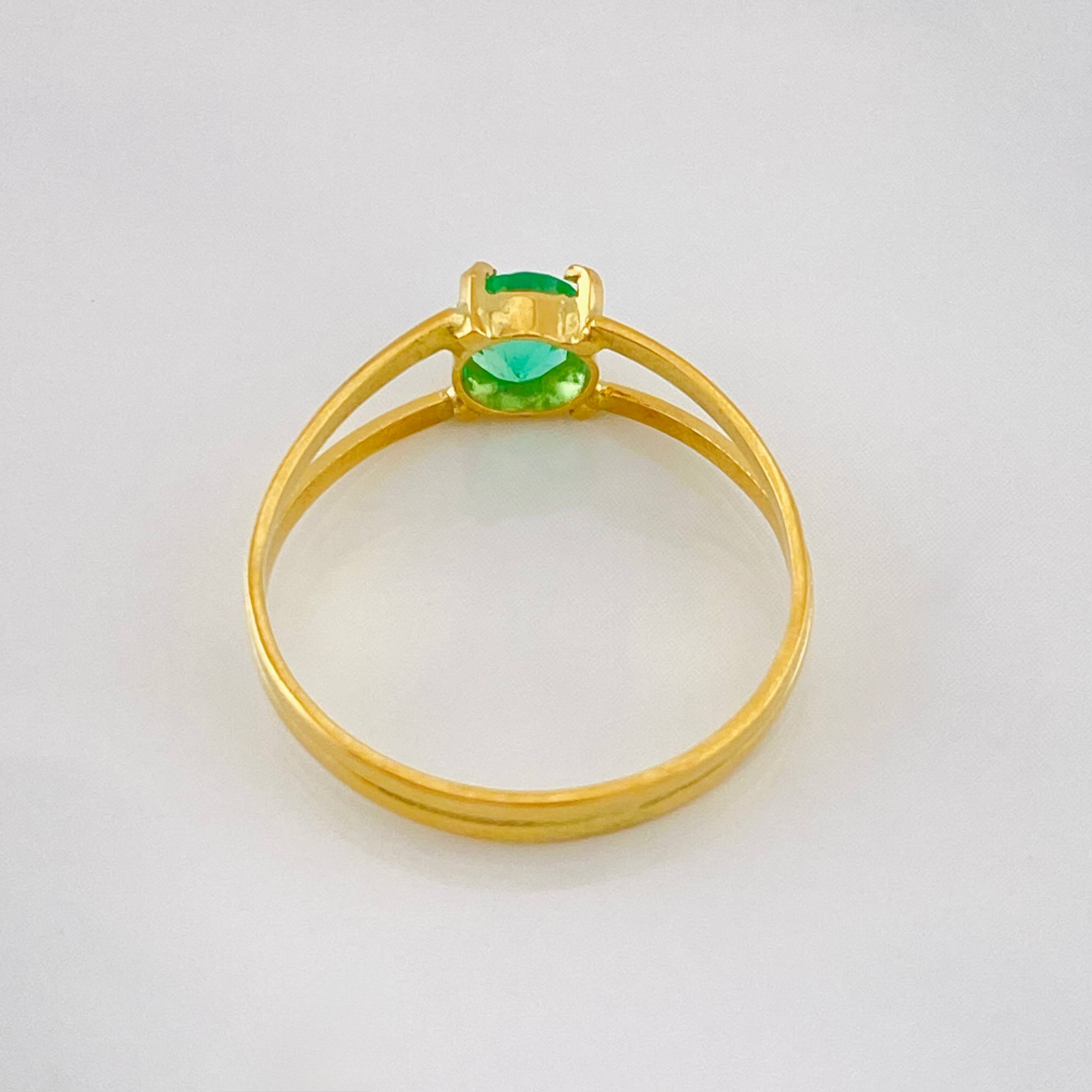 Anillo Solitario Doble Esmeralda 40pts 1.5g / T6 1/2 Oro Amarillo 18K