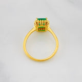 Anillo Solitario Cuadrado Esmeralda 1.67qts Diamantes 15pts 3.1g / T6 Oro Amarillo 18K