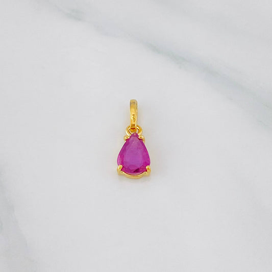 Dije Lagrima Rubí 84pts 0.65g / 1.5cm Oro Amarillo 18K