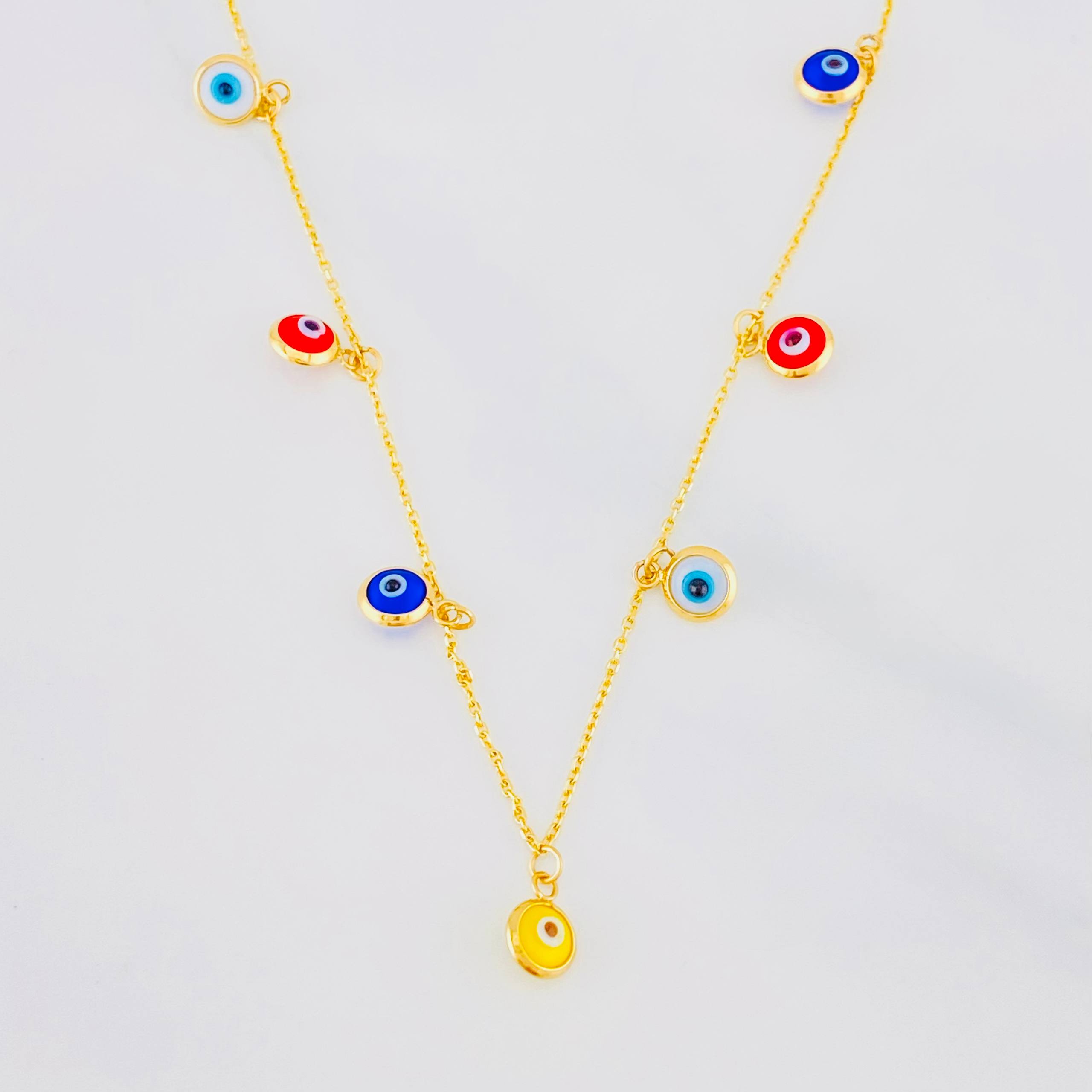 Cadena Aro Seguido Ojos Turcos 2.9g / 45cm / 0.75mm Oro Amarillo 18K