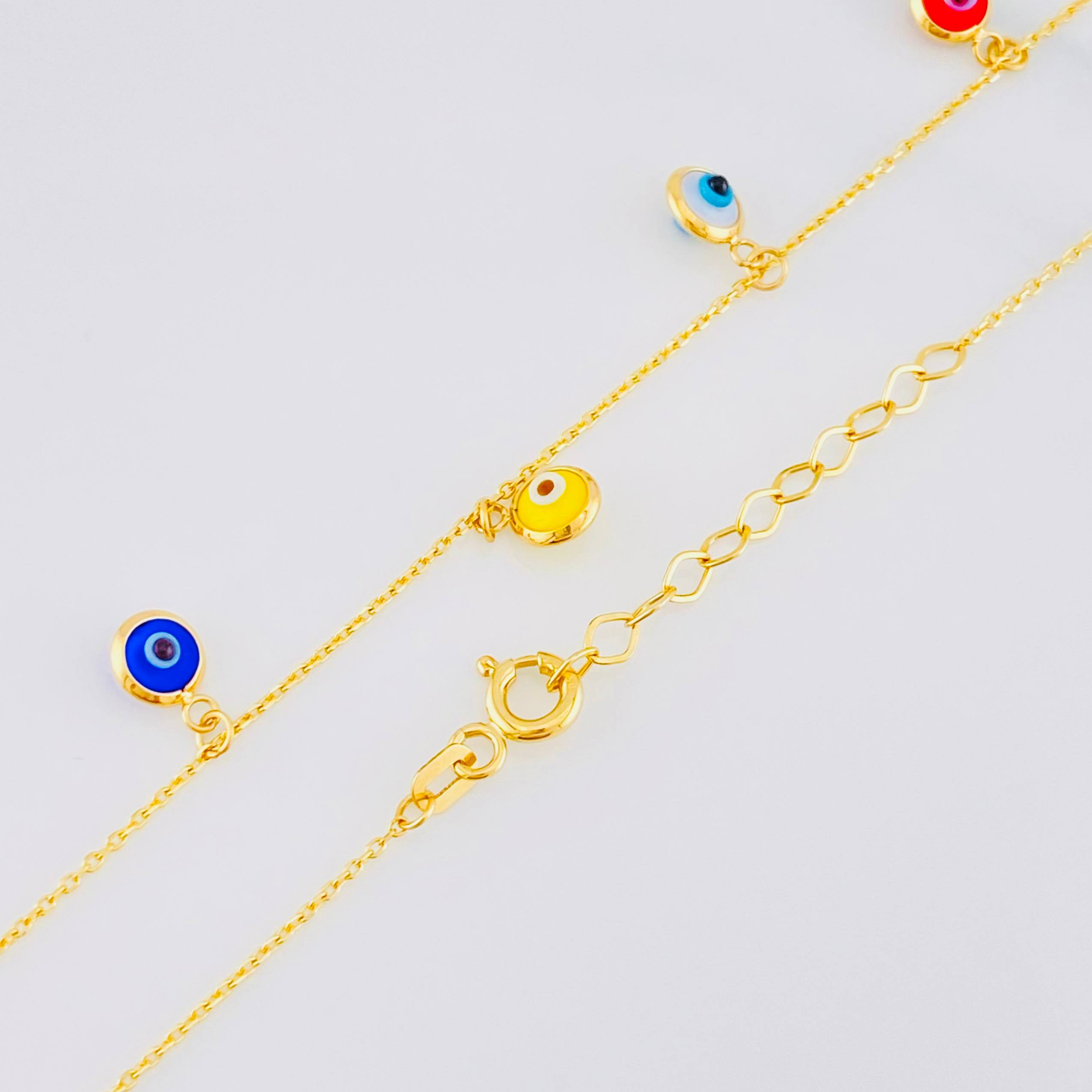 Cadena Aro Seguido Ojos Turcos 2.9g / 45cm / 0.75mm Oro Amarillo 18K