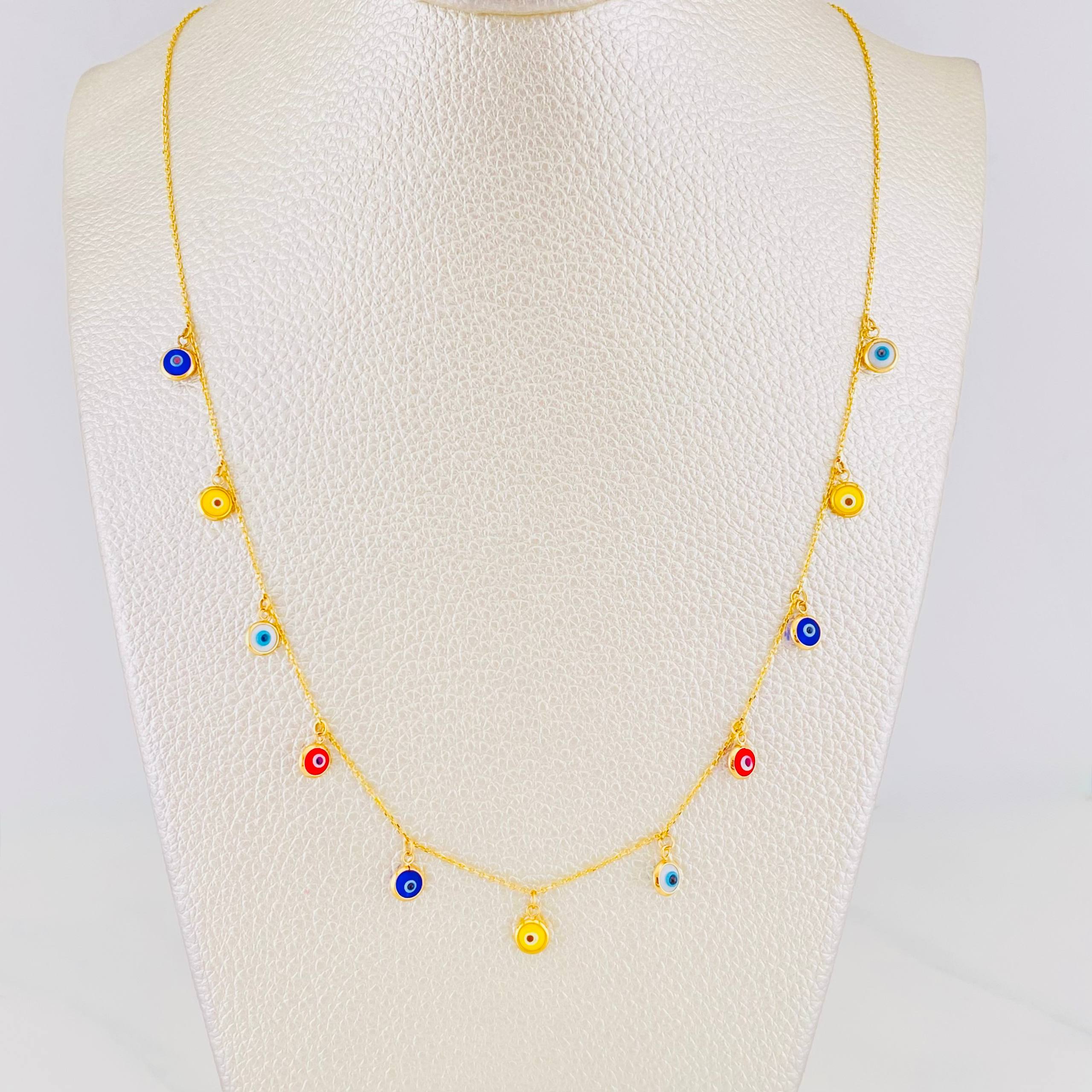 Cadena Aro Seguido Ojos Turcos 2.9g / 45cm / 0.75mm Oro Amarillo 18K