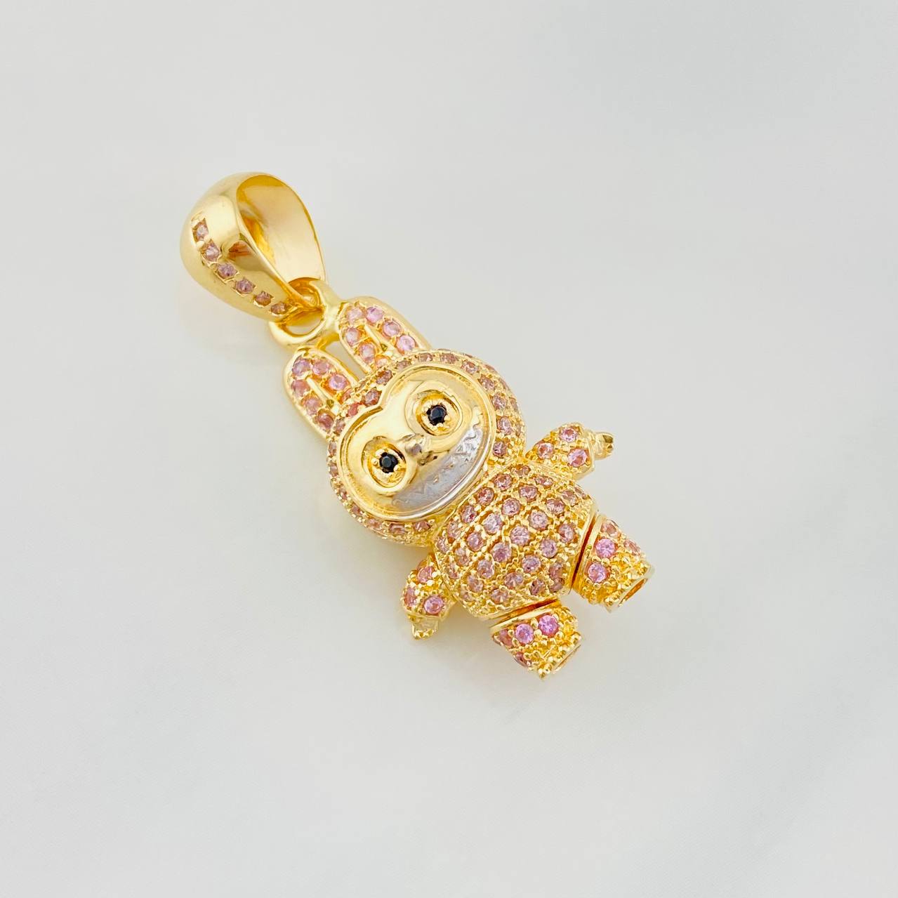 Dije Conejo Sonriente 6.1g / 3.5cm Dos Oros Amarillo Blanco 18K