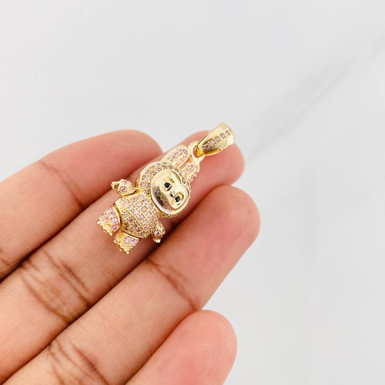 Dije Conejo Sonriente 6.1g / 3.5cm Dos Oros Amarillo Blanco 18K
