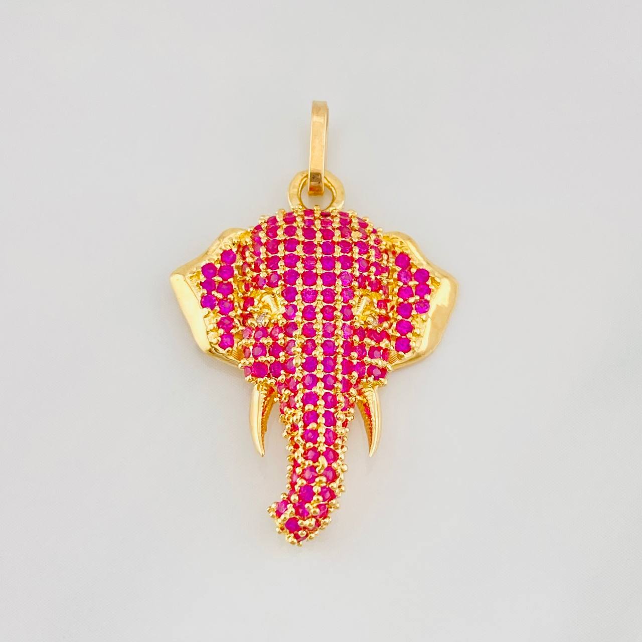 Dije Rostro Elefante 2.85g / 3cm Dos Oros Amarillo Blanco 18K