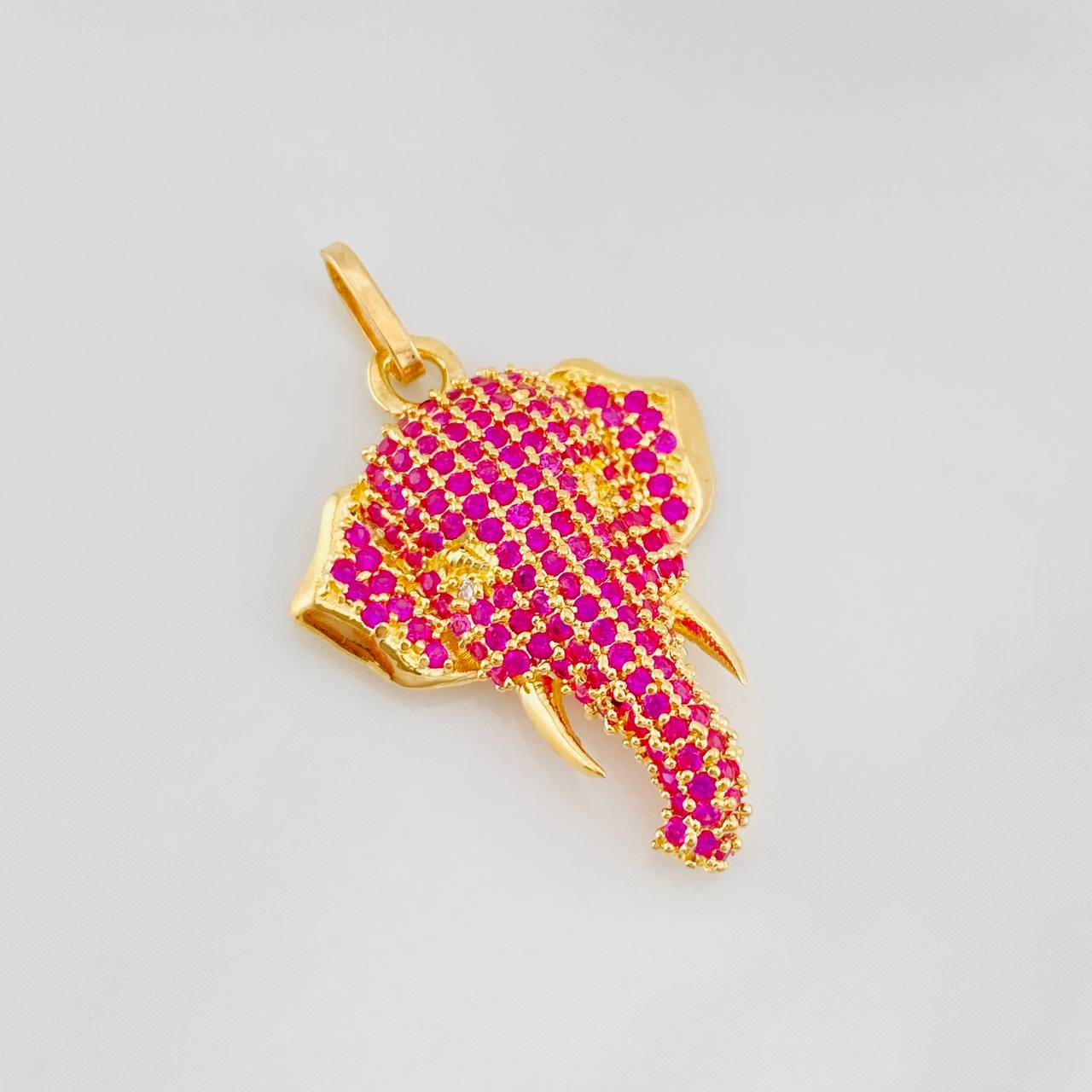 Dije Rostro Elefante 2.85g / 3cm Dos Oros Amarillo Blanco 18K