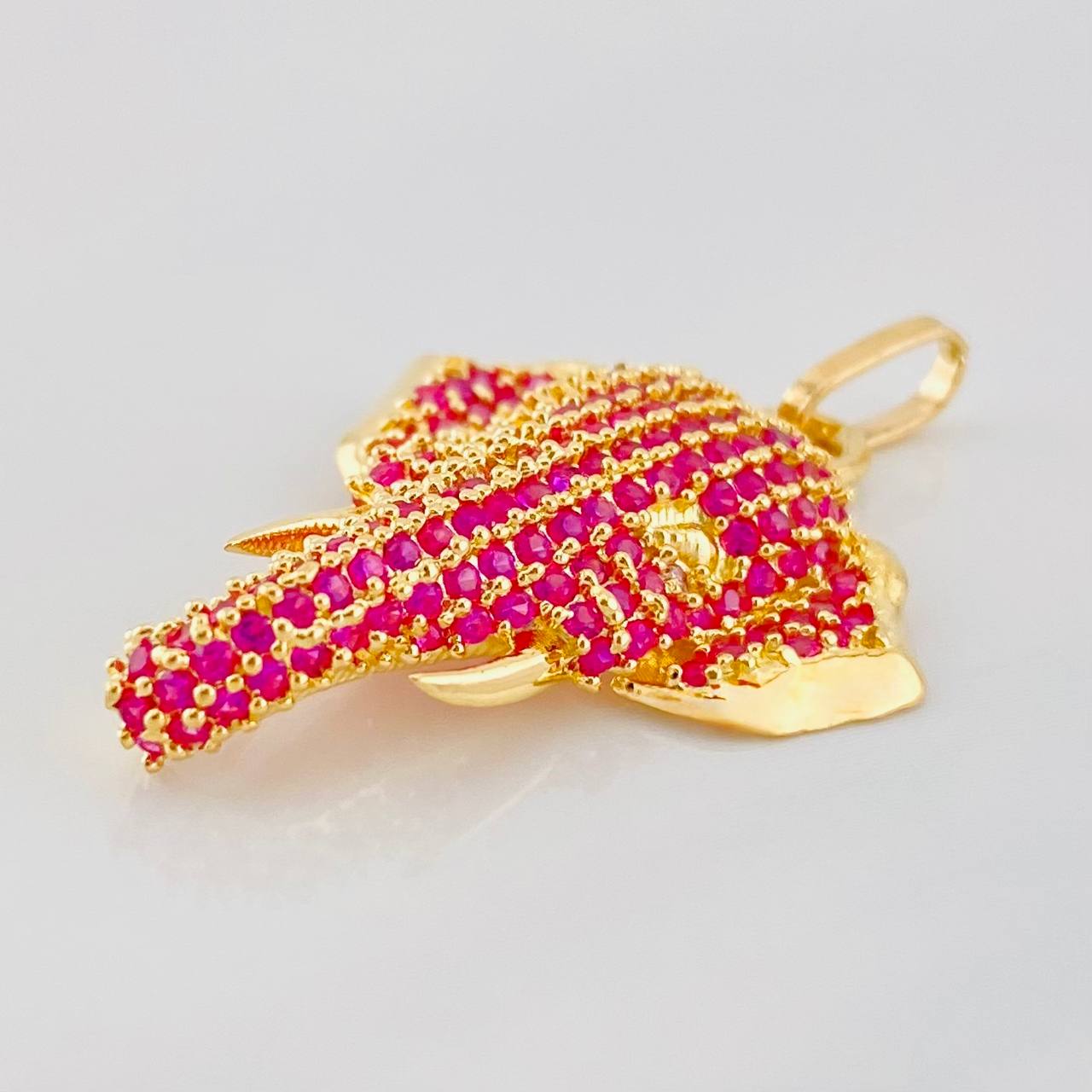 Dije Rostro Elefante 2.85g / 3cm Dos Oros Amarillo Blanco 18K
