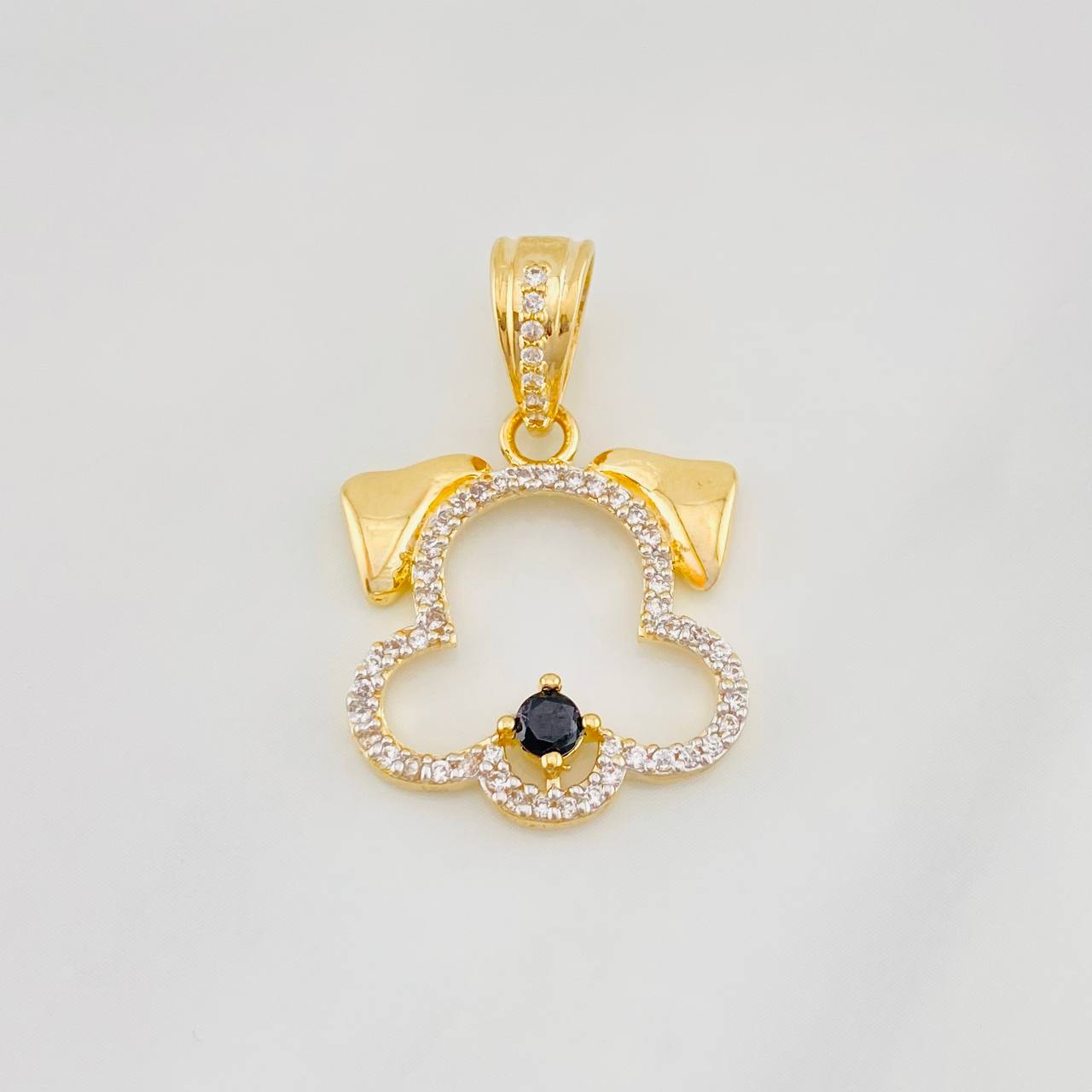 Dije Silueta Perro 3.6g / 2.8cm Dos Oros Amarillo Blanco 18K