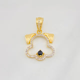 Dije Silueta Perro 3.6g / 2.8cm Dos Oros Amarillo Blanco 18K