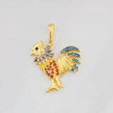 Dije Gallo 2.1g / 2.5cm Dos Oros Negro Amarillo 18K