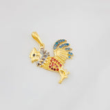 Dije Gallo 2.1g / 2.5cm Dos Oros Negro Amarillo 18K