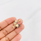 Dije Gallo 2.1g / 2.5cm Dos Oros Negro Amarillo 18K