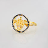 Anillo Corona 3.8g / T8 1/4 Dos Oros Negro Amarillo 18K