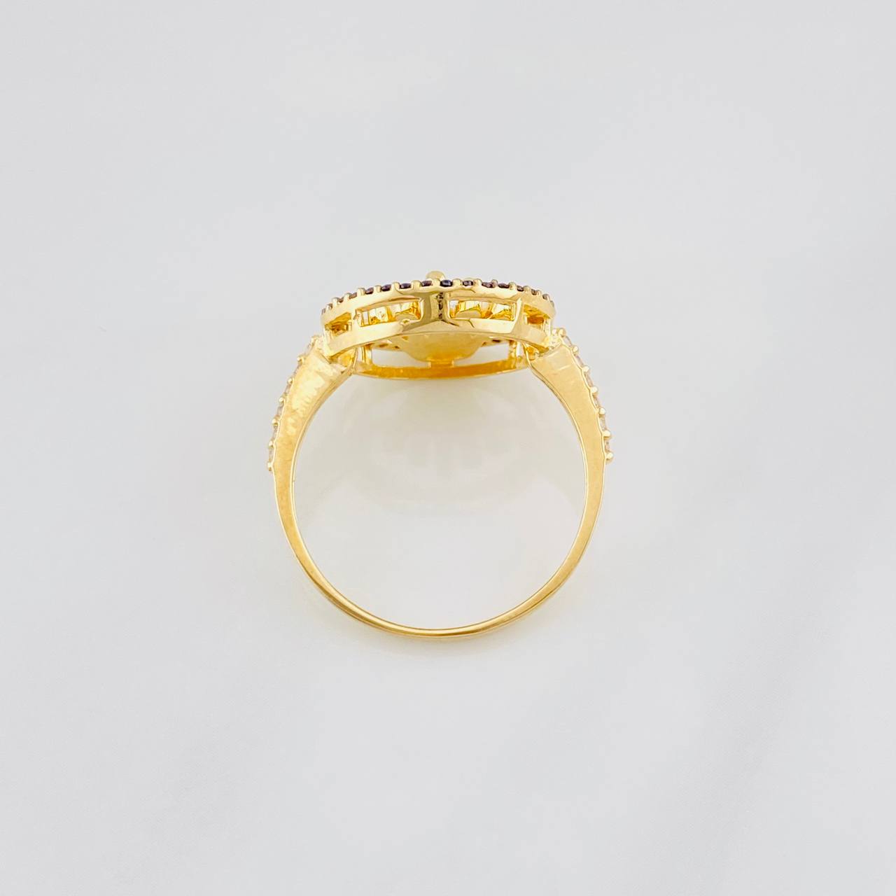 Anillo Corona 3.8g / T8 1/4 Dos Oros Negro Amarillo 18K