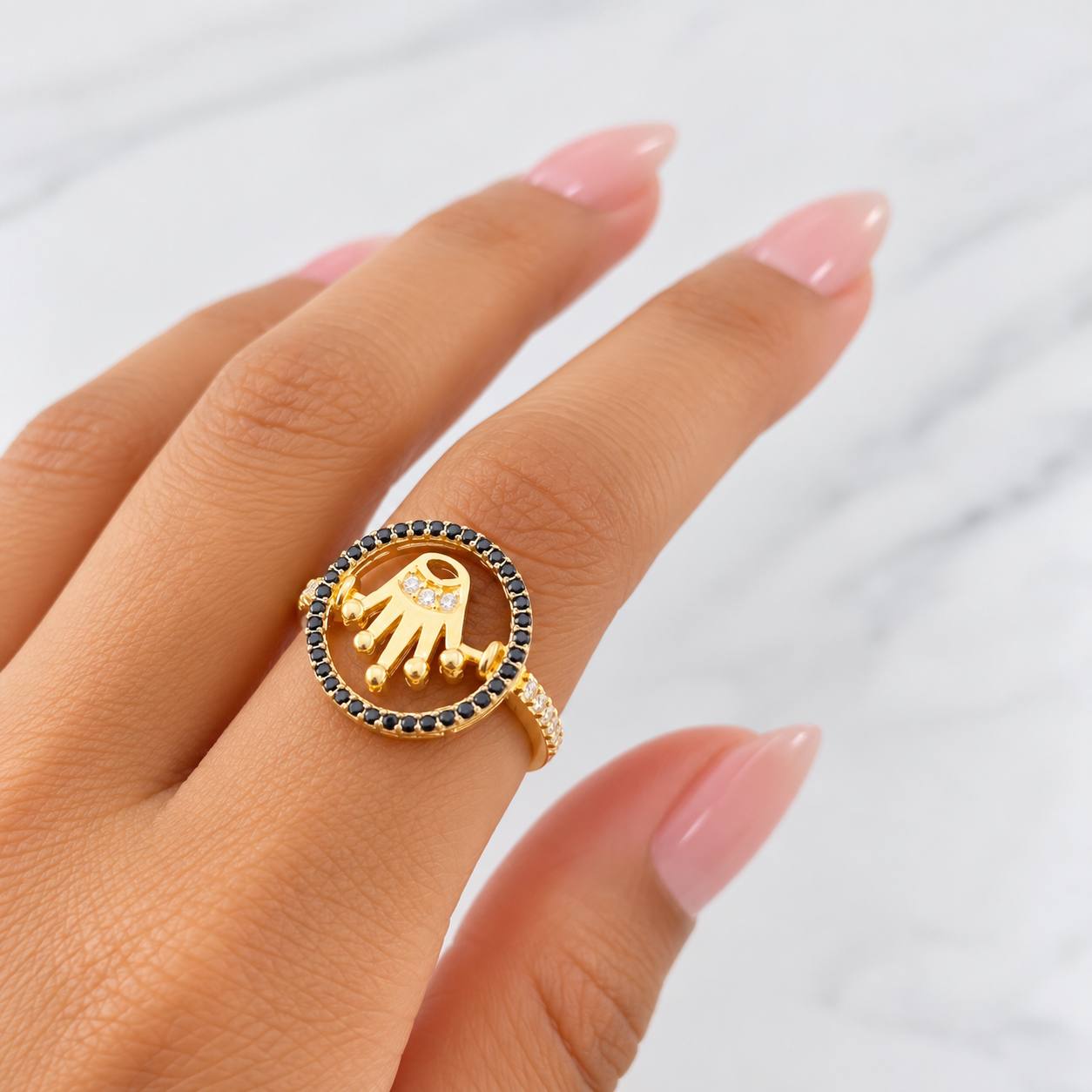 Anillo Corona 3.8g / T8 1/4 Dos Oros Negro Amarillo 18K