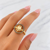 Anillo Corona 3.8g / T8 1/4 Dos Oros Negro Amarillo 18K