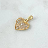Dije Corazón Cojin 1.9gr / 2.3cm / Borde Liso Circones Blancos Oro Amarillo 18K ©