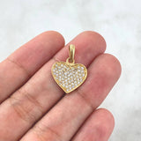 Dije Corazón Cojin 1.9gr / 2.3cm / Borde Liso Circones Blancos Oro Amarillo 18K ©