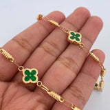 Cadena Barril Trebol 9.3gr / 55.1cm / 3.4mm Electroestatico Verde Oro Amarillo 18K &