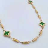 Cadena Barril Trebol 9.3gr / 55.1cm / 3.4mm Electroestatico Verde Oro Amarillo 18K &
