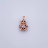 Dije Oso Articulado Mini 2.25gr / 2cm / Circones Blancos Oro Rosa 18K $