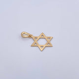 Dije Estrella De David 0.9gr / 2.6cm / Diamantada Oro Amarillo 18K $
