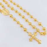Rosario Virgen Milagrosa Cruz Cristo 21.9gr / 60.5cm / 7mm Oro Amarillo 18K