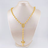 Rosario Virgen Milagrosa Cruz Cristo 21.9gr / 60.5cm / 7mm Oro Amarillo 18K