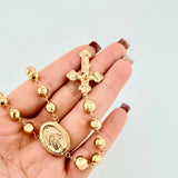 Rosario Virgen Milagrosa Cruz Cristo 21.9gr / 60.5cm / 7mm Oro Amarillo 18K