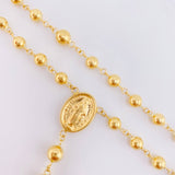 Rosario Virgen Milagrosa Cruz Cristo 13.4gr / 60cm / 5mm Oro Amarillo 18K