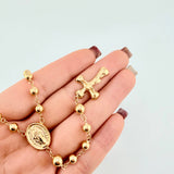 Rosario Virgen Milagrosa Cruz Cristo 13.4gr / 60cm / 5mm Oro Amarillo 18K