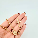 Rosario San Miguel Cruz Cristo 10.75gr / 60cm / 5mm-4mmmm Oro Amarillo 18K