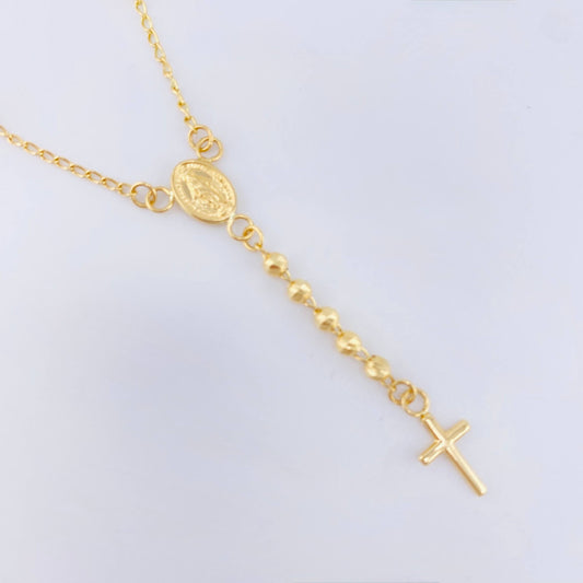 Rosario Virgen Milagosa Cruz Lisa 5.8gr / 47.5cm / 3mm Oro Amarillo 18K