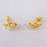 Candongas Alas Curvilineas 1.9gr / 1.5cm / Dos Oros Amarillo Blanco 18K