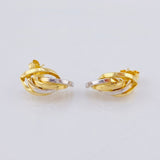 Candongas Alas Curvilineas 1.9gr / 1.5cm / Dos Oros Amarillo Blanco 18K
