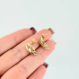 Candongas Alas Curvilineas 1.9gr / 1.5cm / Dos Oros Amarillo Blanco 18K