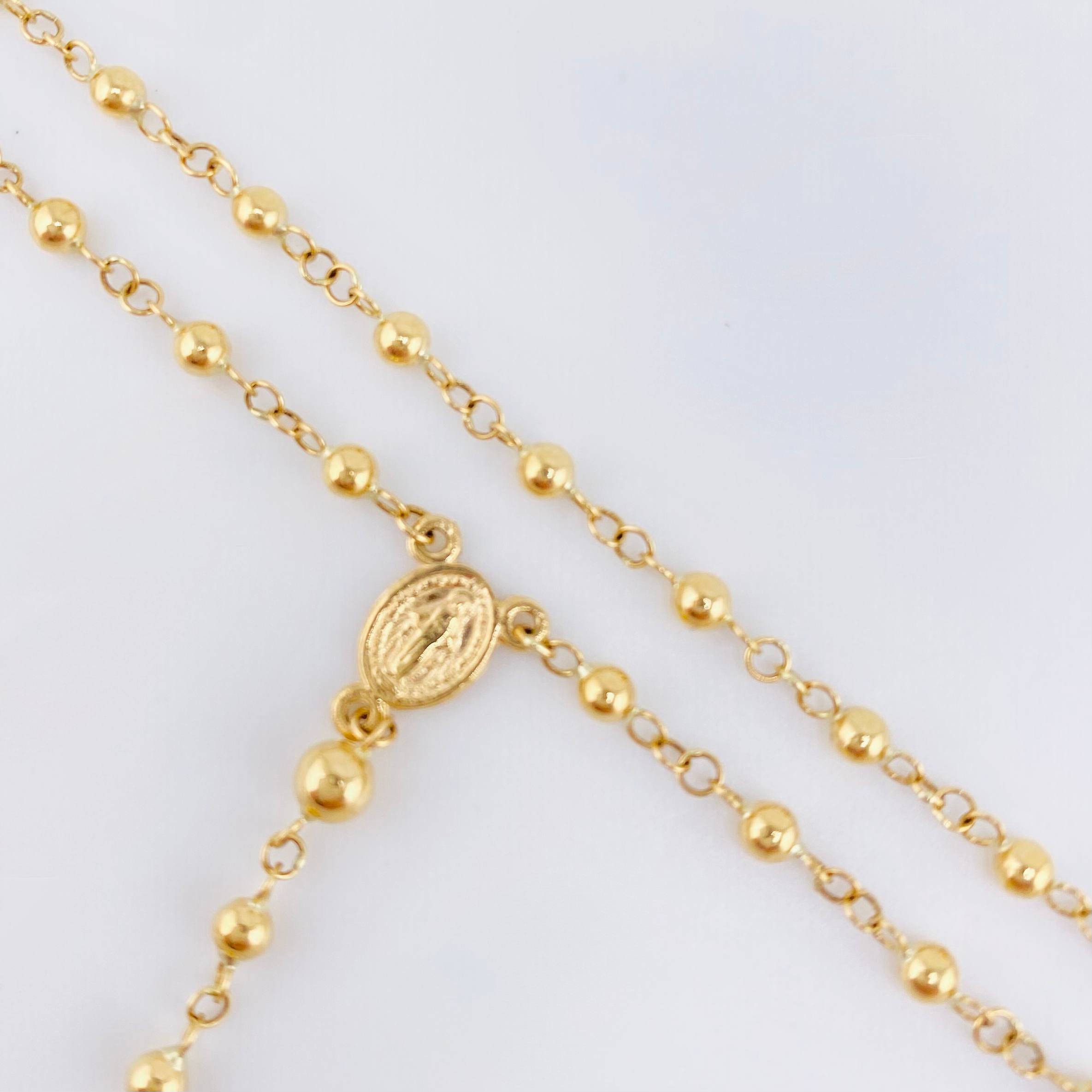 Rosario Virgen Milagrosa Cruz Cristo 5.85gr / 50cm / 3mm-4mm Oro Amarillo 18K ©