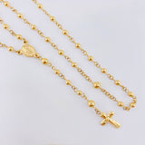 Rosario Virgen Milagrosa Cruz Cristo 6.5gr / 60cm / 4mm-3mmmm Oro Amarillo 18K *