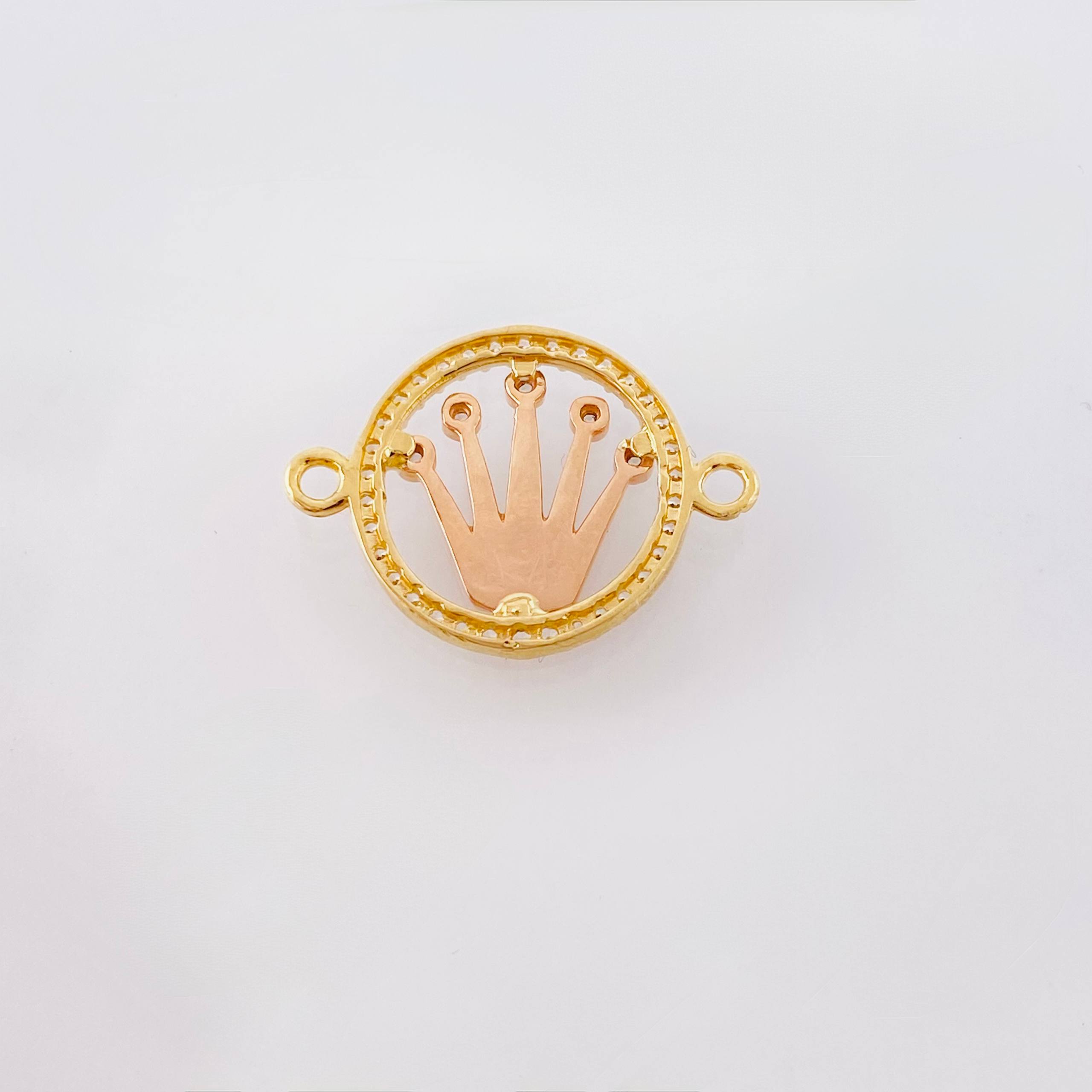 Herraje Circulo Corona 1.5gr / 2cm / Dos Oros Amarillo Rosa 18K *