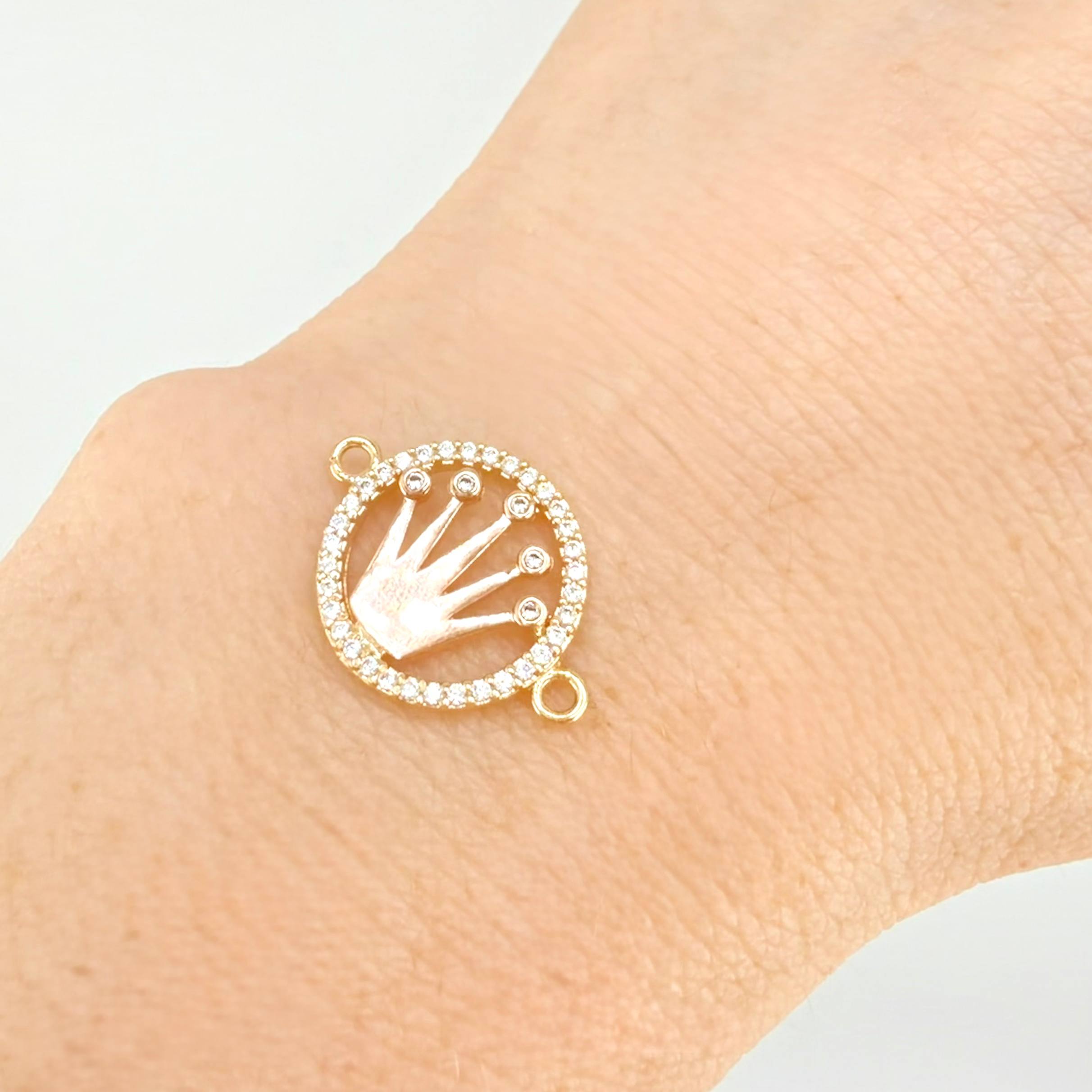 Herraje Circulo Corona 1.5gr / 2cm / Dos Oros Amarillo Rosa 18K *