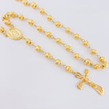 Rosario Virgen Milagrosa Crúz Cristo Bardera 29.7gr / 75cm / 7mm-8mm Oro Amarillo 18K