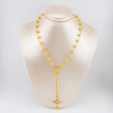 Rosario Virgen Milagrosa Crúz Cristo Bardera 29.7gr / 75cm / 7mm-8mm Oro Amarillo 18K