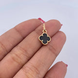 Dije Trebol 1gr / 1.7cm / Onix Negro Oro Amarillo Nac.Esp. 18K $