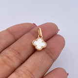 Dije Trebol 1gr / 1.7cm / Nacar Blanco Oro Amarillo Nac.Esp. 18K &