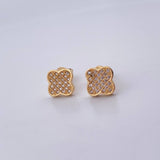 Topos Trebol  2.15gr / Circones Blancos Oro Amarillo 18K $